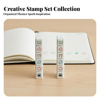 6-in-1 Automatic-Inking Stamp Press-Type Weather Notebook Stamp Easy to Use Ink for Scrapbookers, Scrapbooking