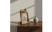 Gilded Feline Picture Frame Glass Front Ornate Vintage Photo Frame