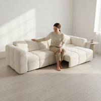 Electric Recliner Sofa Bed Remote Control Convertible Sleeper Sofa Adjustable Headrest Teddy Fleece Sectional for Small Areas