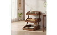 Three Tier Display Shelf Compact Wooden Display Stand Rustic Tiered Shelf for Study