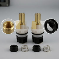 2 Pieces Two-Handle Faucet Stem Replacement Brass-Toned Faucet Repair Kit with Seat and Spring Easy Installation Hardware for Bathroom, Kitchen