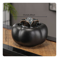 Good Luck Charm Feng Shui Water Fountain Ceramic Tabletop Water Feature Desktop Ornament for Office, Living Room