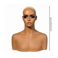 Mannequin Head with Shoulders Flesh-Toned Hairpiece display Bust Shoulder Form Bust Mannequin