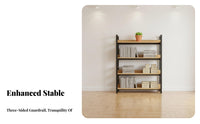 Industrial Aesthetic Multi-Tier Freestanding Shelf Space-Saving Design Multi-Tier Shelf Rack Multifunctional Bookshelf Versatile Use for Apartment Dwellers, Office Workers, Living Room, Small Areas, Bedroom, Kitchen