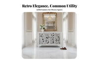 European design 2-Door Carved Console Vintage Design Carved Door Cupboard firm Wood Legs Hallway Cabinet Multi-Functional for Apartment Dwellers, Interior Decorators, Homeowners, Entryway, Foyer, Living Room, Bedroom