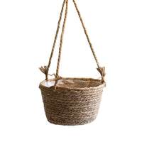 Braided Hanging Planter Basket with Plastic Liner Natural Hanging Planter with Liner Rustic Decorative for Balcony, Window