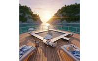 Sunshade Canopy Inflatable Floating Bar Sturdy Construction Inflatable Water Raft with Seats Oversized Backrests Floating Party Platform Mesh Bottom for Adults, Yacht, Ocean