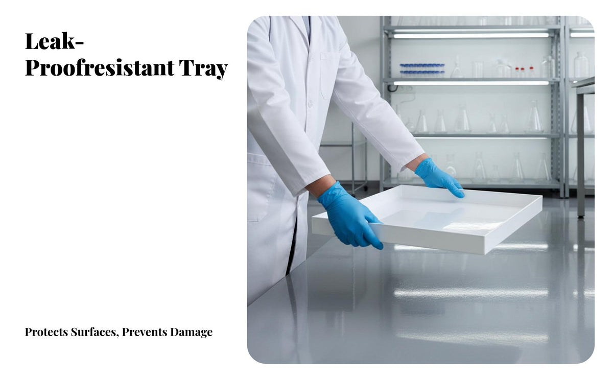 Anti Corrosive Resistant Tray Long-Lasting Corrosive and Alkali Resistant Pan Sturdy Reagent Bottle Tray Retardant for Scientists, Researchers, Students, Science Experiments, Industrial Workplace, Medical Facility, Classroom