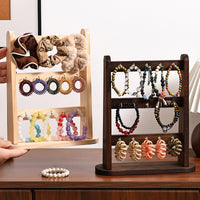 Solid Wood Minimalist Jewelry Display Stand, Multi-layer Organizer for Keychains, Hair Ties, Hair Accessories, Bracelets, for Market Stalls