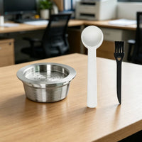 Reusable Coffee Capsule Kit with coffee pod  Round Reusable Spoon Cleaning Brush for Home