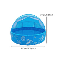 PVC Inflatable Pet Pool Sunshade Canopy Round Pet Pool Drain Valve Non-Slip Doggie Bathtub Sea-Creature Print