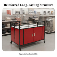 Heavy Duty Shop Display Cart with Wheels Powder Coated Steel Display Cart with Storage Cabinet Easy to Clean Rolling Merchandise Stand Rustproof for Street Vendors, Retailers, Supermarkets, Convenience Shop S, Temporary Shops, Trade Shows