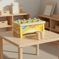 Wooden Whack-a-Rodent Toy Develops Hand-Vision Coordination Cat Pounding Peg Game Hammering Bench Toy Parent-Child Interactive