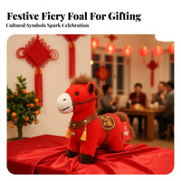 Stuffed Horse with Wealth Bag Good Fortune Symbol Chinese Astrological Horse Doll Vernal Holiday Auspicious Totem