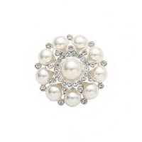 Elegant Design Pearl Rhinestone Flower Button Korean Inspired Pearl Flower Button Shiny Appearance Crystal Radiant Burst Brooch DIY Fun for Women, Parties, Weddings, Crafting