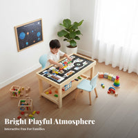Solid Wood Construction Wooden Building Block Table Educational Multi-Functional Kids Activity Table Safety Rounded Corners for Toddlers, Preschoolers, Parents, Playroom, Preschool, Nursery, Daycare
