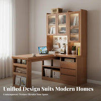 L-Shaped Computer Desk Large Workspace L-Shaped Desk with Hutch Space-Saving Corner Computer Workstation with Storage for Students, Children, Bedroom