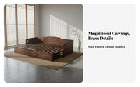 Extendable Classic Bed Multifunctional Solid Wood Storage Sofa Bed Space Saving Walnut Daybed with Drawers for Guests, Adults, Living Room, Sleepovers
