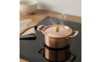 Small Copper Pot European Style Single Person Induction Pot Personal Size Copper Stockpot with Lid for Dining Table, Kitchen