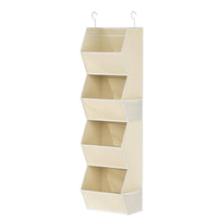 Mesh Side Pockets Hanging Closet Organizer Collapsible Material Wardrobe Organizer Space-Saving Foldable Wardrobe Shelves Sturdy Metal Hooks for Bedroom, Dorm Room, Nursery, RV