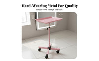 Golden Finish Wheeled Service Tray Rolling Wheels Adjustable Tray Stand Sturdy Construction Salon Equipment Easy to Clean for Hairstylists, Hair Stylists Artists, Barbershop, Beauty Spa, Medical Facility, Home Use