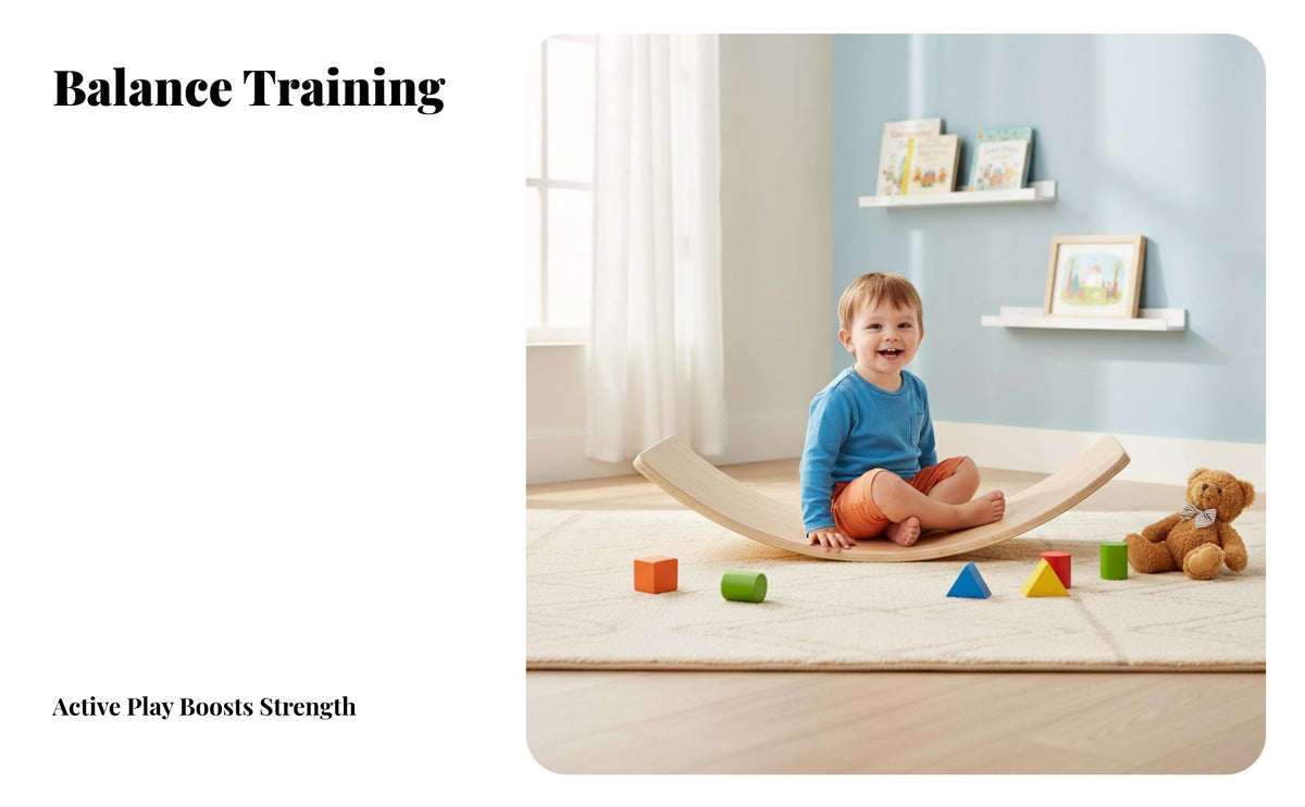Child-Centered Inspired Wooden Balance Board Improves Core Strength Curved Seesaw Board Long-Lasting Natural Wood Learning Toy Multi-Functional for Toddlers, Exercise, Playroom