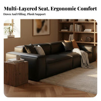 Tofu Block Couch Italian Minimalist Design Living Room Furniture Top-Grain Cowhide sectional Sofa for Homeowners, Families, Lounge Area, Home Interior