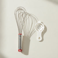 Egg Whisk Stainless Steel Manual Whisk with Egg Separator Kitchen Tool Food-Grade Utensil Flexible for Bakers, Baking