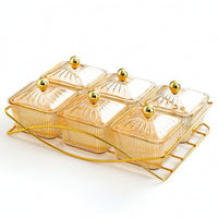6-Compartment Divided Serving Tray with Lid Gold-Tone Divided Serving Dish with Lid Lidded Snack Server with Tray Transparent for Hosts, Homeowners, Parties, Gatherings, Tea Tables