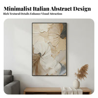 Neutral Tones Cream Design Abstract Painting Ready to Hang Abstract Textured Wall Art Brushed Aluminum Alloy Frame 3D Textured Wall Art for Interior Designers, Business Owners, Gift Givers, Living Room, Entryway, Hallway, Bedroom