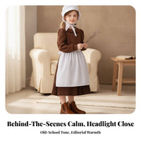 Maid Costume Costume with Apron | Convenient Back Zipper Closure, Long-Sleeve Flared Skirt, Costume Dress with Apron, for School Shows