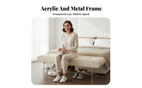 Transparent Legs Acrylic Leg Bench Modern Design Ottoman Minimalist Stylish Backless Seat Luxury & design for Interior Decorators, Homeowners, Adults, End of Bed, Entryway, Dressing Area, Living Room