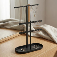 Open Frame Jewelry Display Stand Perforated Metal Jewelry Organizer Minimalist Necklace Holder Tray Base