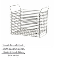 Ventilated Stainless Steel Wire Basket Silver Shiny Finish Handled Basket Raised Handles Household Storage Rectangular