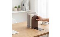 Wooden Bookend with Metal Base Freestanding Desktop Bookend Non Skid Bookcase Bookends for Readers, Students, Desk, Bookshelf, Office