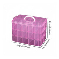 3-Layer Storage Box Multipurpose Transparent Organizer Box Stacked Design Portable Craft Organizer for Bedroom