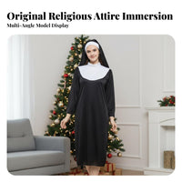 Full-Length Robe Nun attire Set timeless Design Cosplay Outfit Loose Fit Religious Costume Lightweight for Cosplayers, Party-& and attenders, actors, Halloween, Theatrical Performance, Stage Performances, religious institution Activities