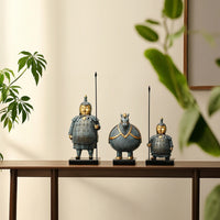 3 Pieces Terracotta Warrior Figurines Collectible Souvenir Elegant for Office