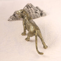 Brass Tiger Figurine Gold-Toned Standing Tiger Statue Tabletop House Decoration for Display Shelf
