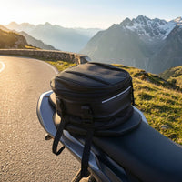 Structured Motorcycle Tail Bag with Reflective Strips Weather-Ready Tail Bag with Reflective Strip Long-Lasting Luggage Portable for Commuters