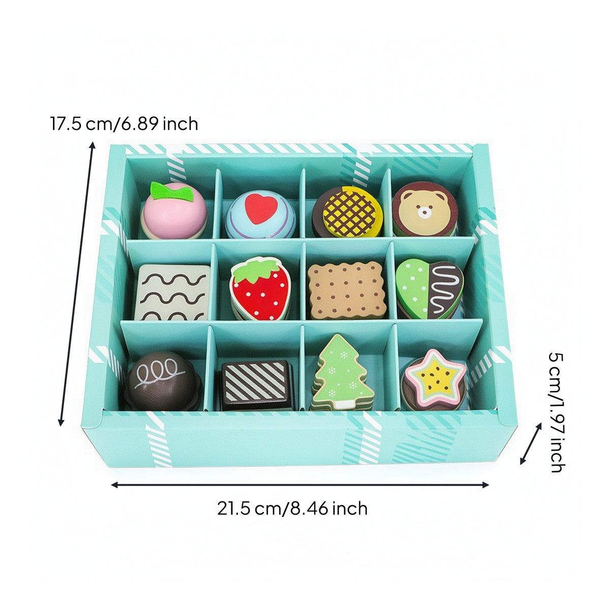 12 Pieces Toy Tray with Sweets Painted Pretend Dessert Set Play Dessert Set Bright Sweet Treats Toys Sturdy for Children