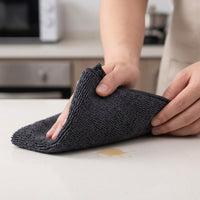 Black 25cm Microfibre Cloth and Cleaning Cloths, Super Absorbent Cloth for Kitchen and Car, Reusable Low-Lint Microfiber with Locked Edges