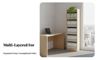 Space-Saving Multi-Tier Narrow shelving unit Minimalist Design Tall Narrow Shelving unit Multifunctional Storage Solution Easy Assembly for Apartment Dwellers, Homeowners, Office Workers, Small areas, Living Room, Bedroom, Entryway