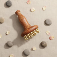 Natural Wood Brass Bristle Massage Comb Muscle Relief Rosewood Body Massager Portable Wooden Meridian Brush Ergonomic Grip for Women, Home Use, Bathroom