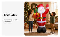 Printed and Sewn Santa with Gift Bag Smooth Inflated Panels Inflatable Santa Father Christmas Raised Arm Holiday Decoration