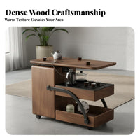 Mobile with Wheels Swivel-Top Tea Station Space-Saving Design Serving Mobile Tea Station Multi-Functional Household Furniture Integrated Storage for Apartment Dwellers, Homeowners, Interior Decorators, Living Room, Office, Balcony