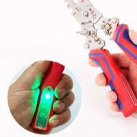 Replaceable Blade Folding Electrician Pliers Textured Grip Voltage Tester Pliers Compact Foldable Wire Stripper Portable for Electricians