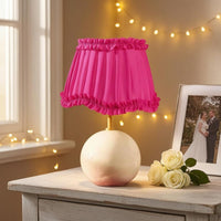 Pleated Ruffled Lampshade Gauzy-Like Pink Textile Lampshade Easy to Install Home Decor
