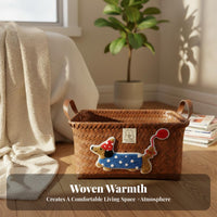 Handwoven Woven Storage container with Handles adaptable Rectangular Storage container with Handles adaptable Household Storage Sturdy Frame for Homeowners, Families, Entrymethod, Bedroom, Living Room, Bathroom