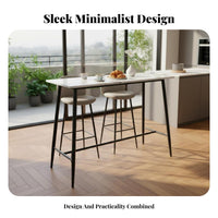 High-Top Table with Stools Light Luxury Design Bar Furniture Sturdy Metal Frame Integrated Footrests for Adults, duos